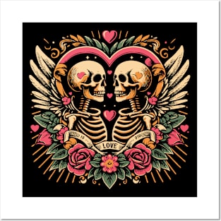 Eternal Love // Vintage Skeletons Love Posters and Art